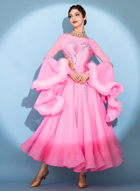 奢蝶赛琳娜！重工订制摩登舞演出服S7110国标舞表演华尔兹比赛服