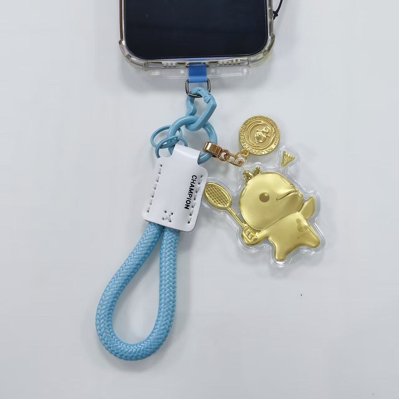 全运会大湾鸡手机挂绳香槟金运动风挂件篮球网球羽毛球萌宠防丢绳图片