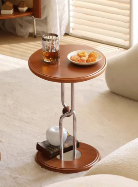 实木沙发边角茶几卧室极窄床头柜行星圆桌简约高级感小型置物花架