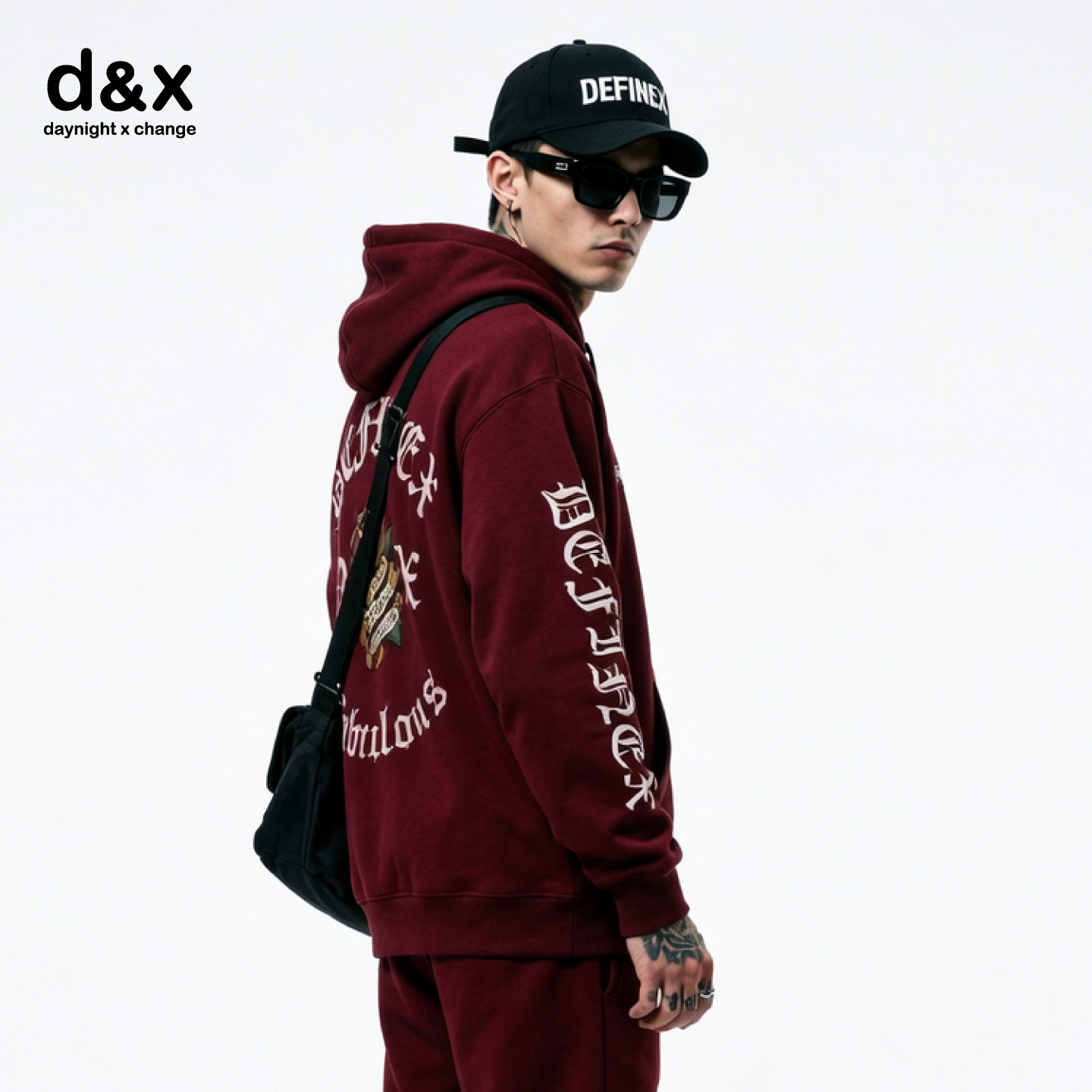 DX潮牌美式风连帽卫衣26年新款复古玫瑰字母印花潮流落肩打底衫