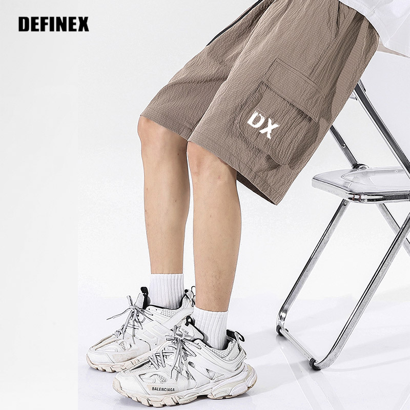 DEFINEX 国潮牌速干宽松口袋装饰松紧腰印花dx阔腿百搭休闲短裤
