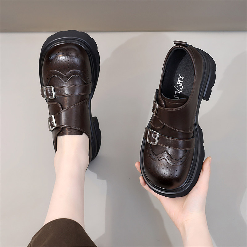 复古圆头小皮鞋女2026新款春季真皮浅口皮带扣小皮鞋显瘦配裙子,女鞋,乐福鞋（豆豆鞋）,淘宝优惠券,粉丝福利购,淘宝优惠卷
