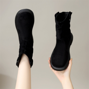 百搭短靴大码 软底轻便不累脚中筒靴时尚 秋季 平底靴子女2025新款