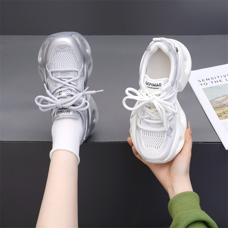 覆膜底老爹鞋女防滑透气网面跑步