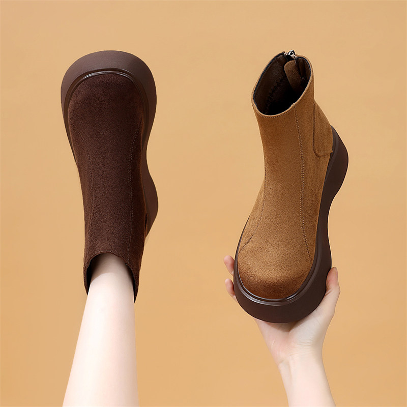 小个子厚底增高马丁靴女2025冬季加绒棉鞋保暖百搭软底轻便短靴,女鞋,时装靴,淘宝优惠券,粉丝福利购,淘宝优惠卷