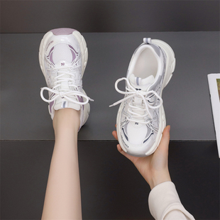 网面老爹鞋女2026新款春夏薄款透气轻便软底超轻厚底跑步运动鞋