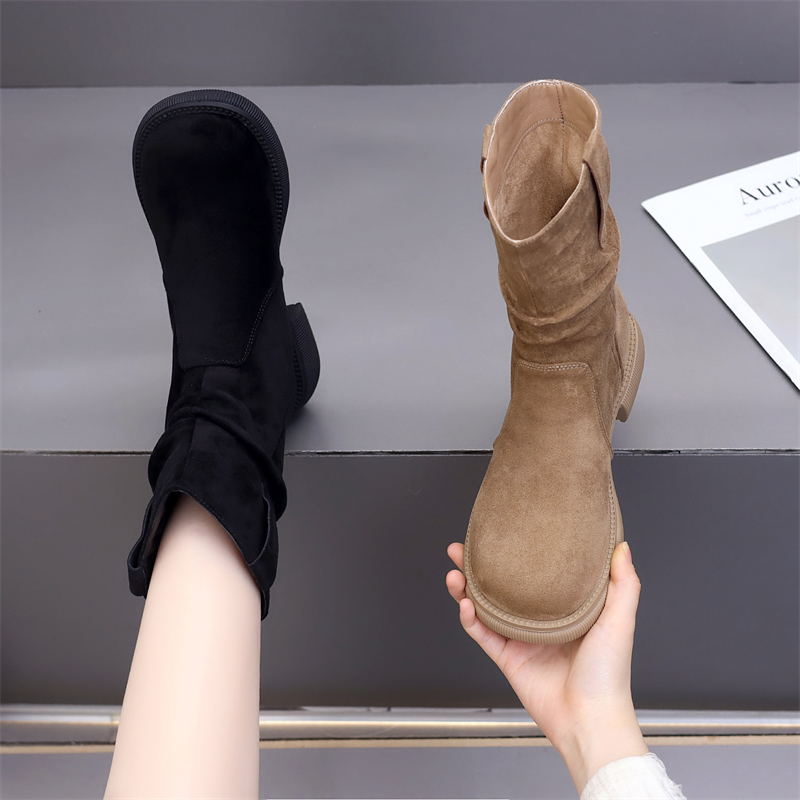 平底套筒堆堆靴女时尚复古百搭