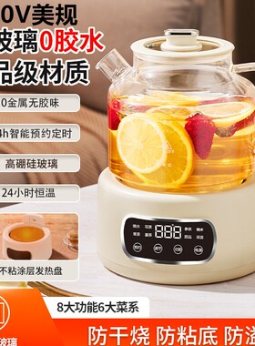 出口110V伏全玻璃养生壶台湾家用无胶水公室煮茶专用烧水壶花茶壶