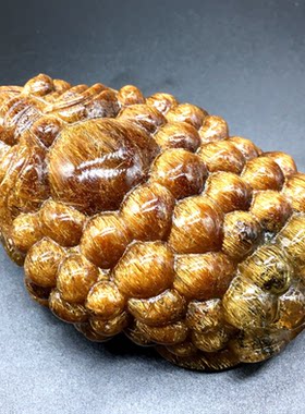 天然水晶铜顺发雕刻腰缠万贯摆件