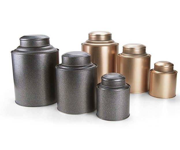 马口磨砂铁一斤大圆桶金色深色系列双层密封茶叶罐配袋专业订制
