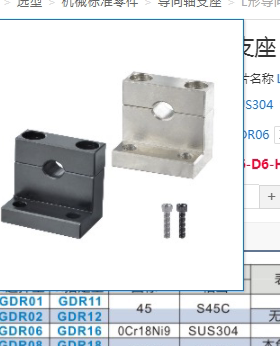 L形导向轴支座分离型GDR01-D4-H10GDR02-D4-H15GDR06-D6-H15