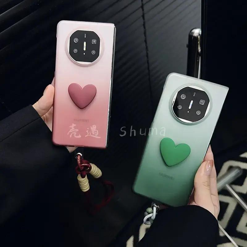 适用华为Mate X5/X3/X2手机壳P50Pockets新款荣耀magic V2 RSR/Vs2折叠屏渐变色肤感Find N3/N2 Flip爱心女