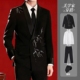 西服套装 青果领竹叶刺绣礼服男高级感痞帅新中式 黑色西装 明星同款