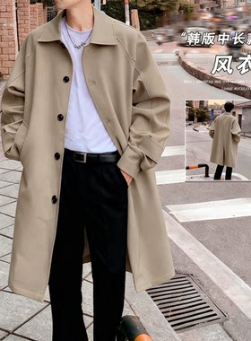 韩版风衣外套情侣款中长款高级感大衣秋季新款长款过膝复古上衣服