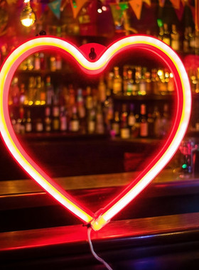 LED浪漫爱心霓虹灯酒吧装饰氛围灯网红打卡挂墙求婚房间卧室布置