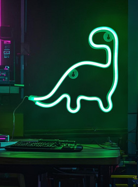 LED恐龙霓虹灯赛博朋克电竞房间酒吧网红打卡挂墙氛围灯卧室装饰