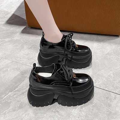 加绒松糕厚底单鞋英伦小皮鞋