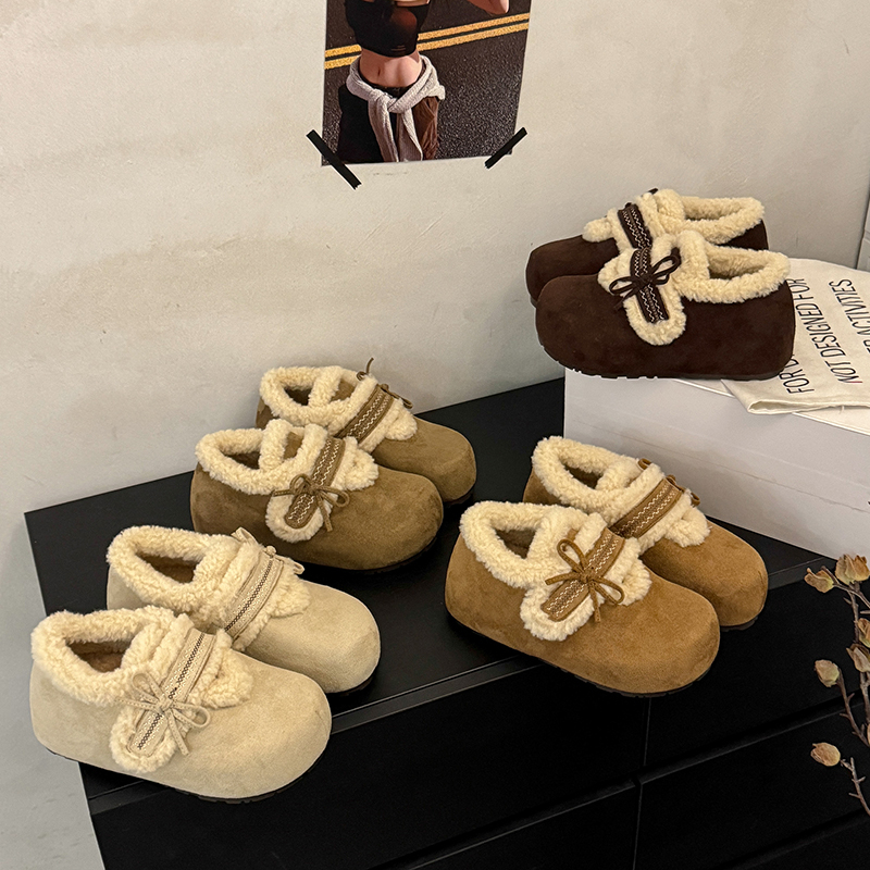 加绒加厚毛毛鞋雪地靴棉鞋