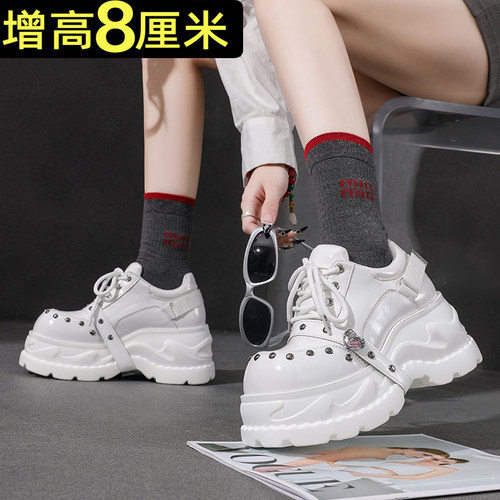 白色超高跟厚底小皮鞋女