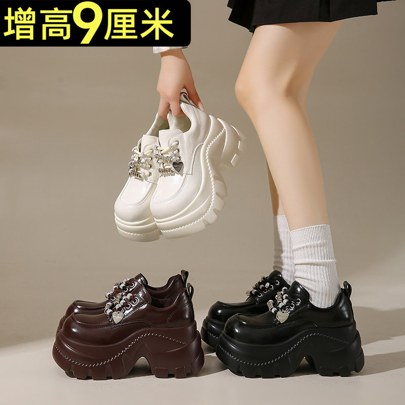 松糕系带小皮鞋女英伦风2026春款气质高跟单鞋9cm厚底增高乐福鞋,女鞋,深口单鞋,淘宝优惠券,粉丝福利购,淘宝优惠卷