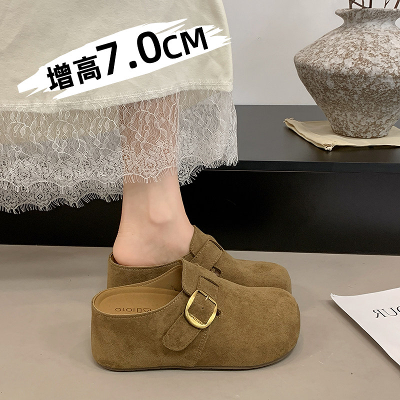 厚底高跟勃肯鞋包头半拖鞋图片