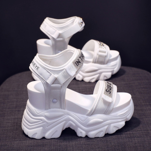 超高跟坡跟女鞋 内增高凉鞋 厚底百搭魔术贴罗马鞋 夏季 女2026年新款