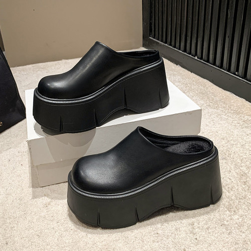 拖鞋无后跟厚底松糕鞋