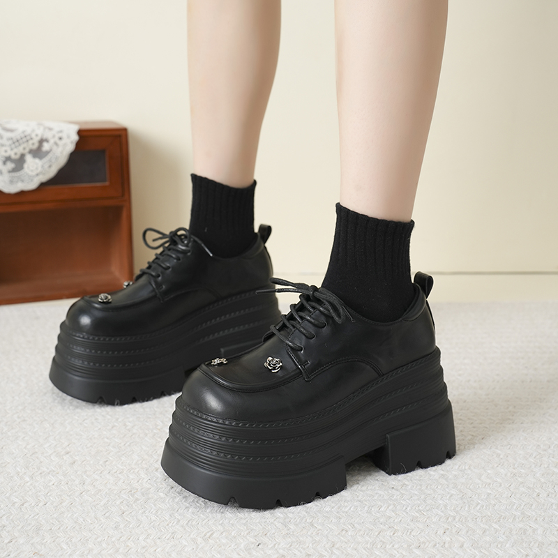 高跟小皮鞋配裙子系带jk单鞋