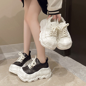 2025春季 新款 炸街小白鞋 真皮休闲丑萌大头面包鞋 厚底增高松糕板鞋