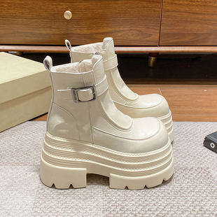 厚底马丁靴女小个子冬季加绒2025新款增高女靴子10cm高跟瘦瘦短靴