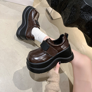 真皮英伦风小皮鞋女2026春季新款jk配裙子乐福鞋百搭厚底增高单鞋