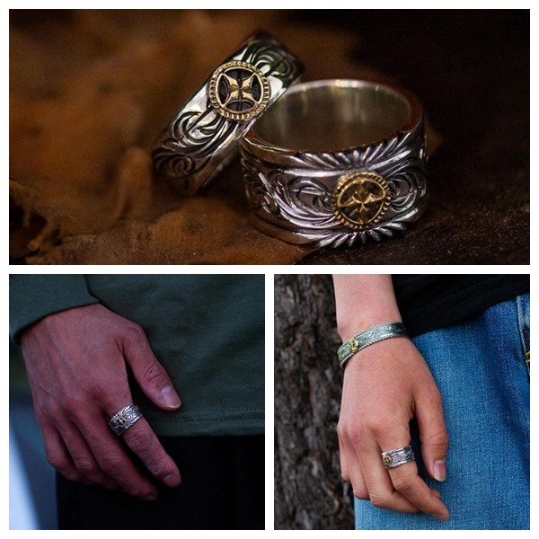 HorizonBlue925银18k金戒指