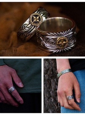 HorizonBlue925银18k金戒指