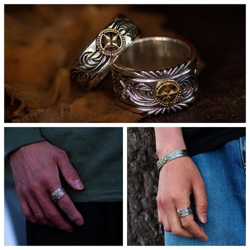 HorizonBlue925银18k金戒指