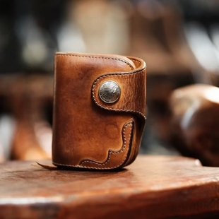 官方代理日本REDMOON红月HR-01AE-MID植鞣牛皮男女短款钱包财布