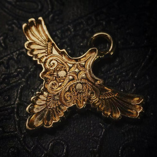 官方代理日本Horizon Blue复古银饰全金K18图腾鹰纹吊坠项坠