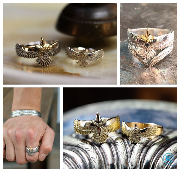 HorizonBlue925银18k金复古戒指