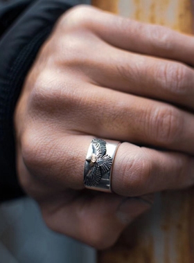 HorizonBlue复古平打戒指