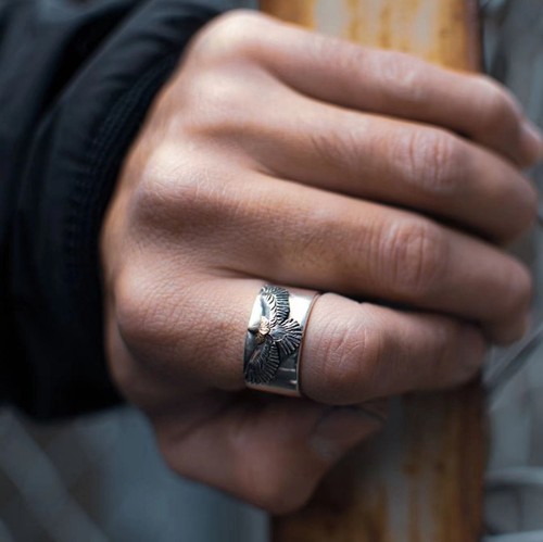 HorizonBlue复古平打戒指