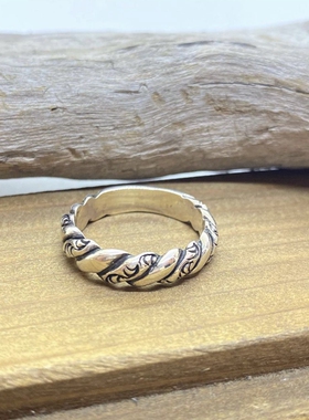 日本制正品银戒指螺旋唐草纯银