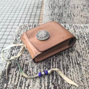 日本代理REDMOON红月RM-NMC1美式复古个性手工牛皮烟盒卡包名片夹