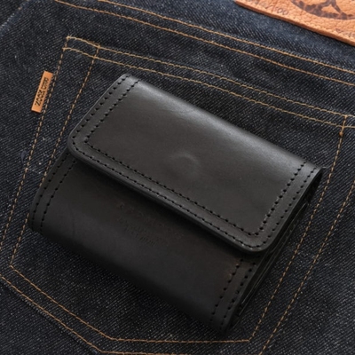 REDMOON牛皮短款三折钱包财布