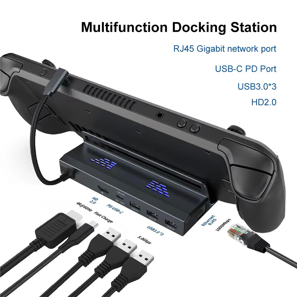 Steam Deck Dock 6 in 1 Steam Deck Stand Accessories 3*USB 3.