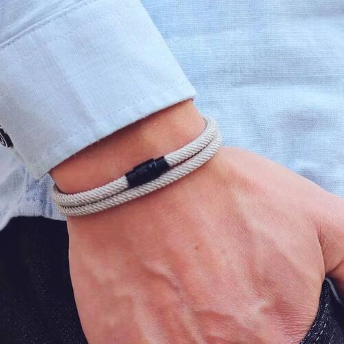 New malist Men Rope Bracelet Double Layer Survival Braclet H