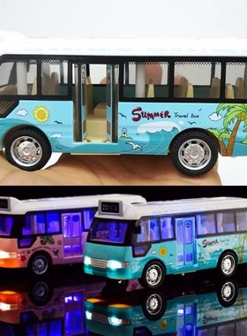 School Bus Sound Light Tour Bus Model Boy Toy Diecasts Toy V