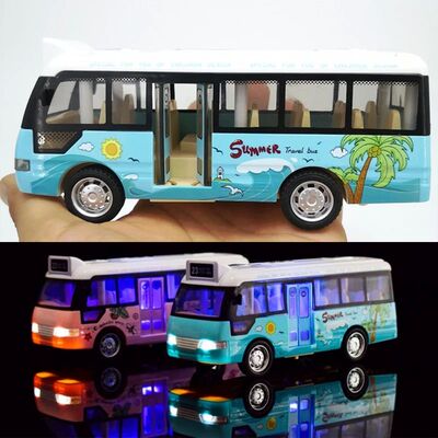 School Bus Sound Light Tour Bus Model Boy Toy Diecasts Toy V