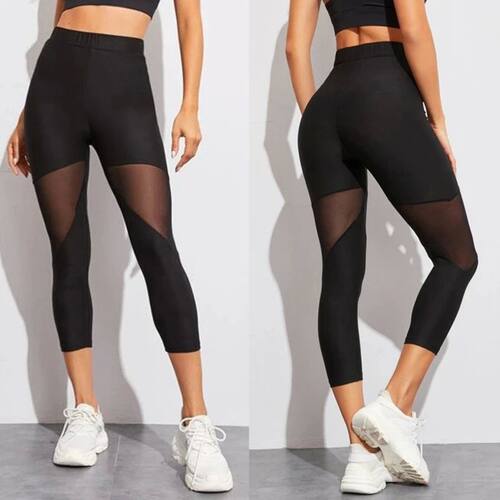 Black Patchwork Mesh Leggings Women's Jeggings Legins Women