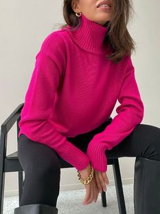 Sweater Autumn Basic 2023 Pullover Women Winter Red Rose