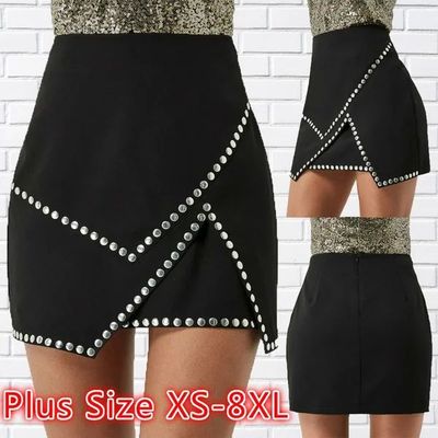 2022 New Women Sexy Black Skirts Buttons Summer Fashion Elas