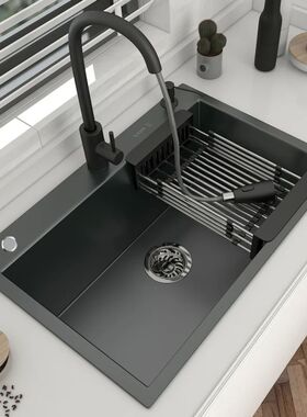 304 Stainless Steel Kitchen Sink Topmount Single Bowl DarkGr